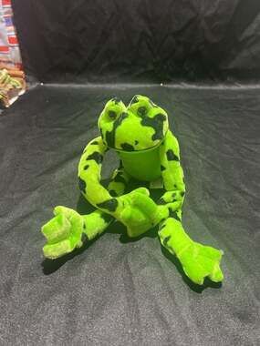 Ideal Toys Direct Neon Green and Black Spotted Tree Frog Plush Stuffed Animal